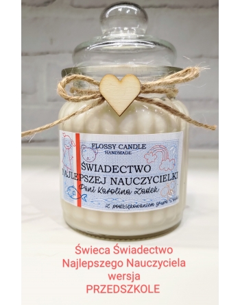 Personalizowana świeca sojowa Świadectwo Najlepszego Nauczyciela