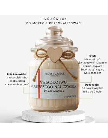 Personalizowana świeca sojowa Świadectwo Najlepszego Nauczyciela