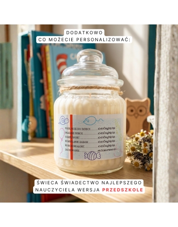 Personalizowana świeca sojowa Świadectwo Najlepszego Nauczyciela