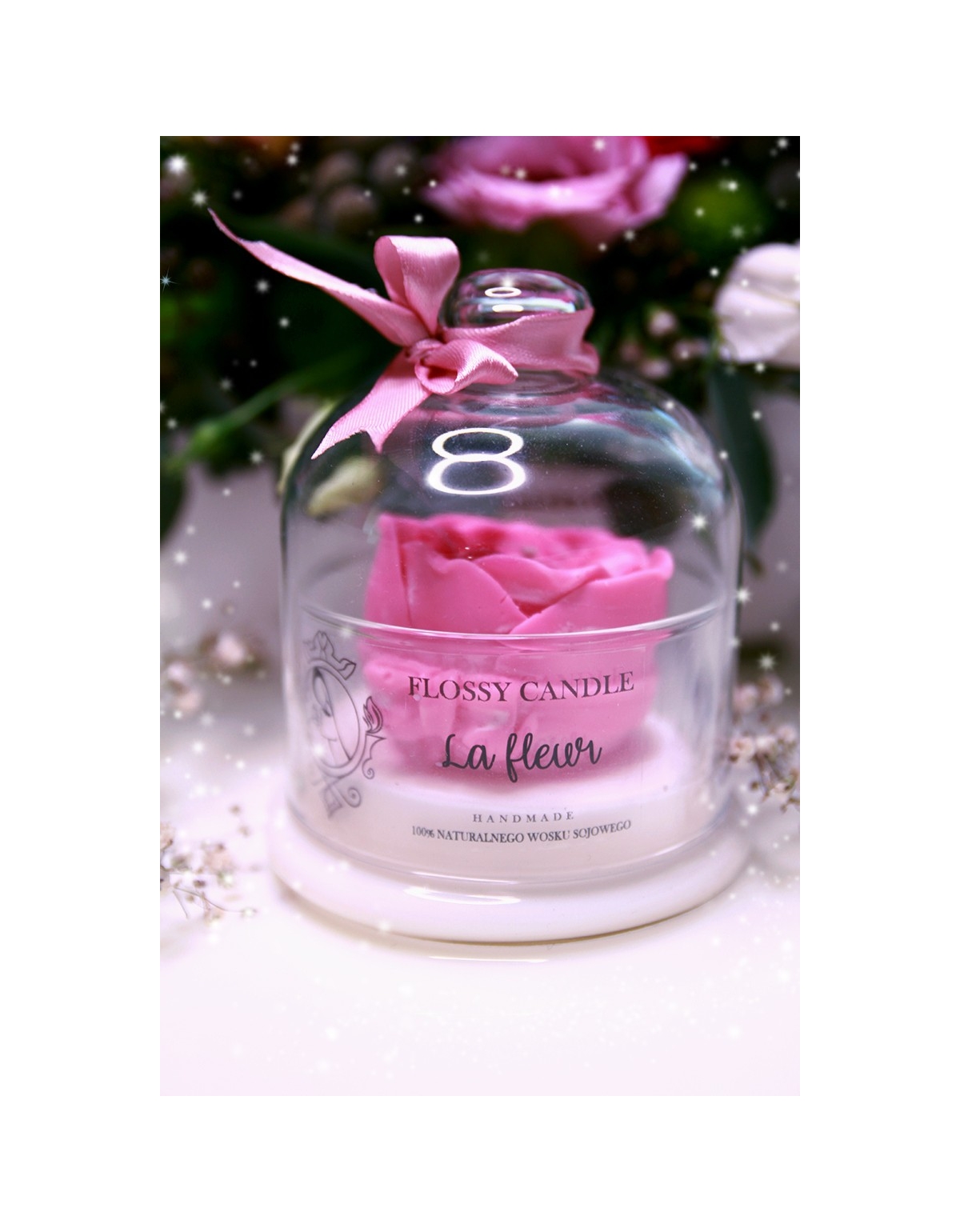 La fleur Świeca Dekoracyjna w Szklanym Kloszu